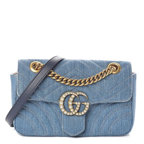 gucci marmont denim bag|Gucci Marmont small matelasse bag.